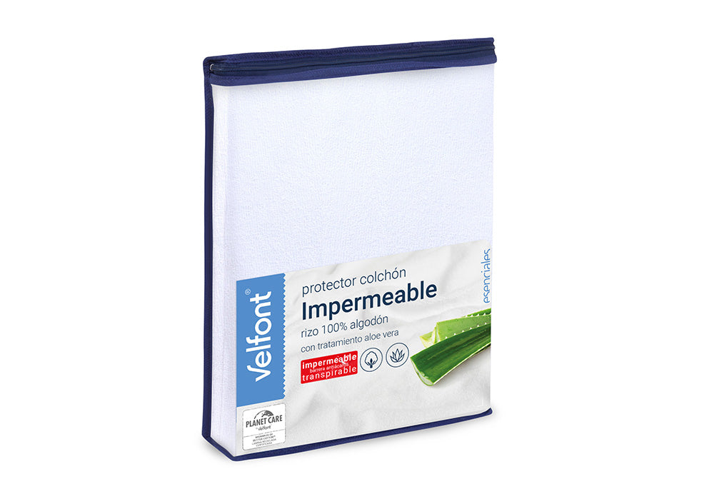 Protector de Colchón Rizo Impermeable Aloe Vera Velfont